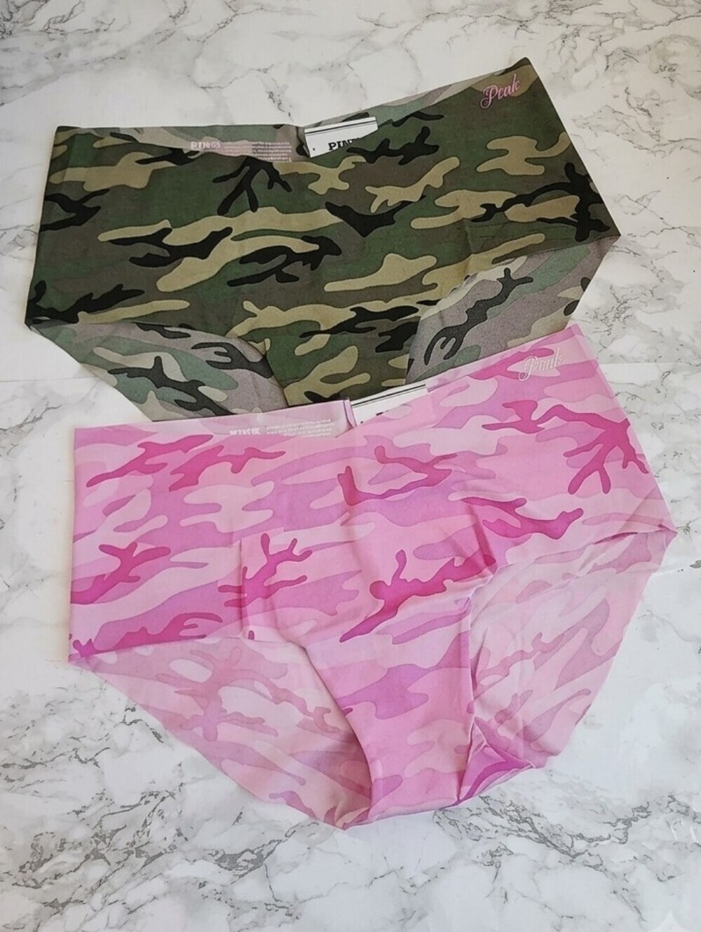 2 VS pink no show Hiphugger Hipster Camu Panties  Size L | LARGE 2 Pack
